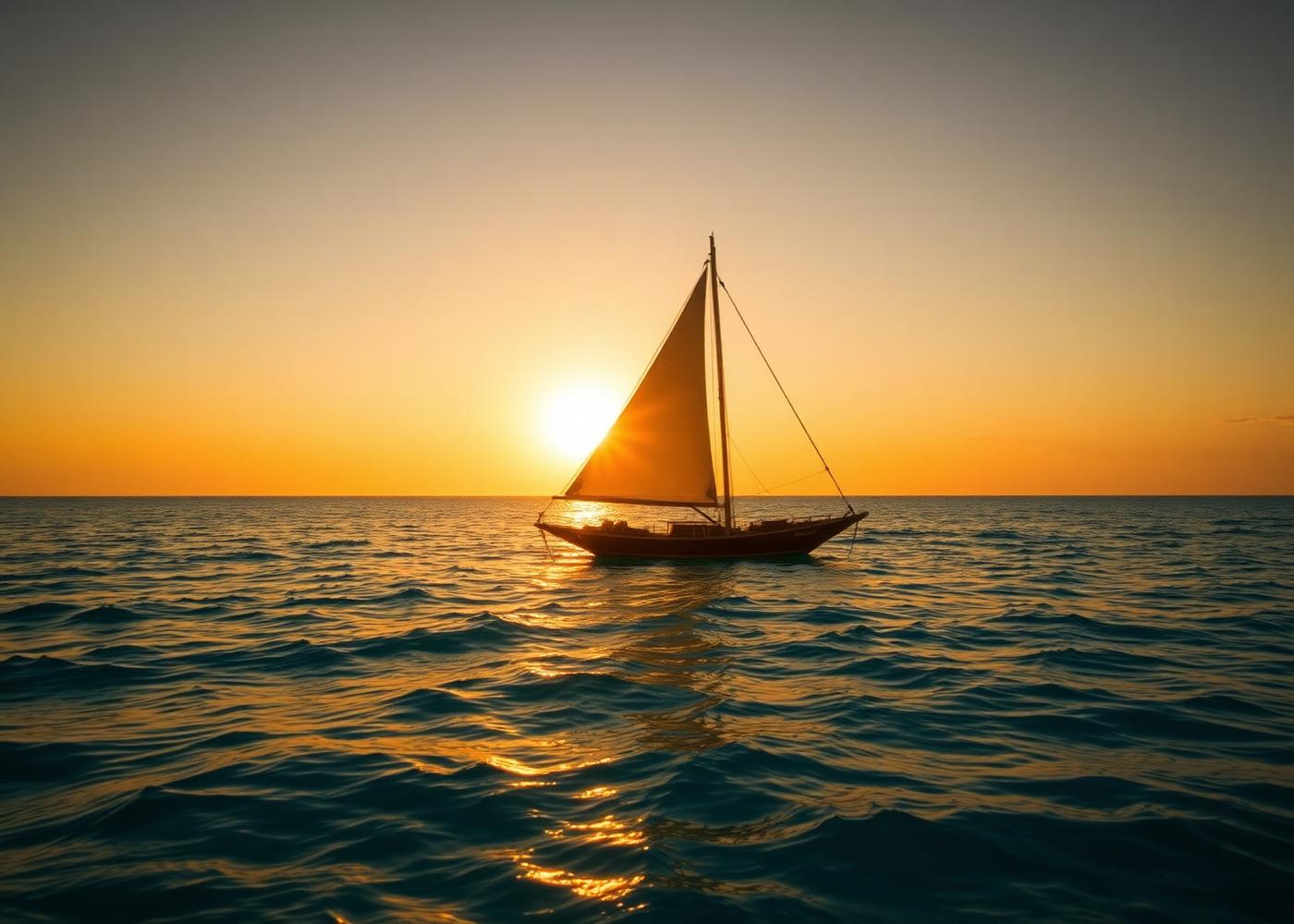 Traditional dhow at sunset